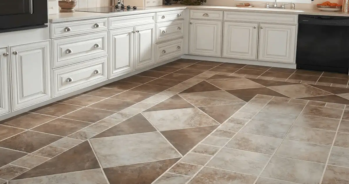Kitchen with white cabinets and a professionally installed tile floor in Jacksonville, FL